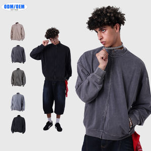 Sudadera de hombre vintage 100% algodón batik con cremallera YKK, cuello alto, técnica de lavado pesado, informal para invierno, digital - Product Image 1