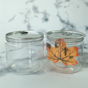 Empty Transparent Easy Open Plastic <strong>Can</strong> With Aluminum Lid
