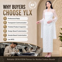 Ensemble tunique Kebaya en dentelle florale blanche transparente et jupe florale pastel, personnalisé OEM ODM Raya 2026