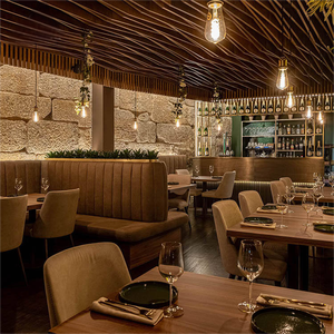 Ensemble de meubles de restaurant de style italien, table en contreplaqué avec chaises en velours, meubles de restaurant pour restaurant occidental, café - Product Image 2