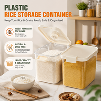 Contenedor de Almacenamiento de Arroz de Plástico Estilo Nórdico Rústico para Cocina, Uso Doméstico, Grande, 20 Libras, Sellado, a Prueba de Insectos y Humedad
