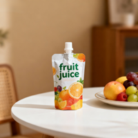Emballage debout personnalisé avec couvercle anti-fuite en matériau composite, bec verseur, qualité alimentaire, remplissage à chaud, purée de fruits, jus, gelée, boisson