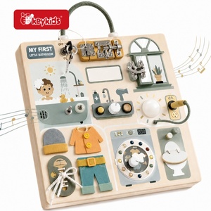 Tableau d'activités en bois « Ma première petite salle <span class=keywords><strong>de</strong></span> bain » avec <span class=keywords><strong>notes</strong></span> musicales, serrures, boutons, lacets et cadran <span class=keywords><strong>de</strong></span> machine à laver W12D989 - Product Image 2