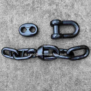 Chaînes d'amarrage pour bouées marines, chaînes d'ancre de navire, chaînes à maillons soudés galvanisées noires à succès, avec pivot avant-gardiste - Product Image 5