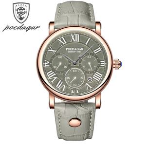 POEDAGAR 986 Reloj de Cuarzo de Lujo para Hombre, de las 10 Mejores Marcas, Correa de Cuero, 3 Esferas, Cronógrafo, en Stock, Fabricante de Relojes de Negocios - Product Image 4