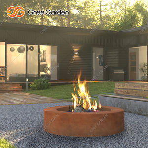 Foyer au gaz d'extérieur de luxe avec fonction eau Gaz naturel et combustible de bois de chauffage en acier Corten - Product Image 3