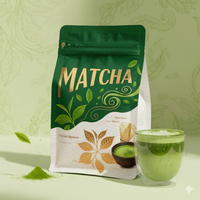 Sacs d'emballage en plastique en aluminium à fond plat refermables personnalisés, réutilisables, de 1 kg et 2 kg, pour aliments, café, lait, poudre de matcha
