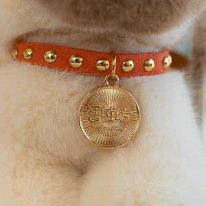 Juguete de peluche realista de perro con logo personalizado al por mayor, <span class=keywords><strong>cachorro</strong></span> sentado, animal de peluche con collar y medalla, directo de fábrica, 5 razas, regalo - Product Image 6