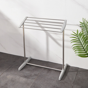 廉价塑料浴室带翼晾衣架洗衣展示架可折叠一层便携式晾衣架 - Product Image 4