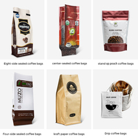 Sacs à café personnalisés imprimés en PET, VMPET, PE de qualité alimentaire, à fermeture à 4 côtés, avec valve unidirectionnelle, pour le sucre