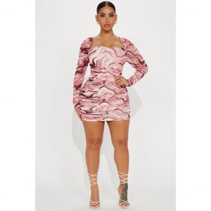 ชุดเดรสลำลองผู้หญิงคอเหลี่ยมแขนยาวผ้าตาข่ายโลโก้สั่งทำขายส่ง OEM - Product Image 2