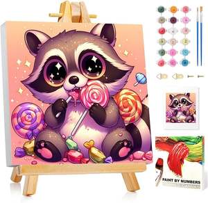 Набор для рисования по номерам для детей с рамкой, краска енота по номерам с рамкой, краска по номерам для детей для подарков и домашнего декора - Product Image 3