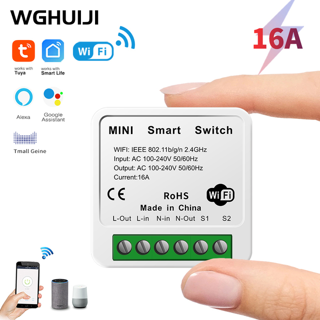 16A Mini Wifi Smart Switch for Smart Life 2-way Control Relay Timer Wireless