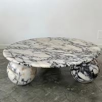 Table basse centrale en pierre naturelle au design moderne, table en marbre avec base sphérique, écologique, résistante à l'eau, pour hôtel, villa, maison