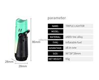 Briquet torche multifonctionnel coupe-vent à triple flamme avec réglage de la chaleur, support pour cigares pour le camping en extérieur