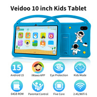 Nouvelle tablette pour enfants Veidoo 64 ROM Android 15 WIFI 6 10 pouces IPS résistante aux chutes Contrôles parentaux éducatifs Logiciel IWawa préinstallé