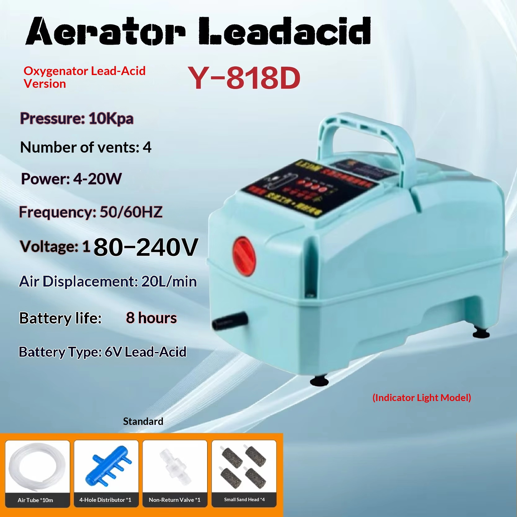 Y-818d (4 air holes) - 8 hours of battery life (4-20w)
