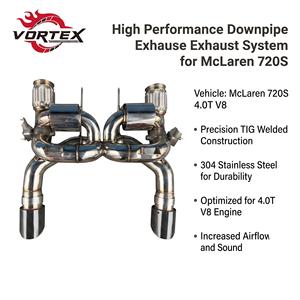 Escape Trasero Vortex de Acero Inoxidable con Acabado Espejo y Válvulas para McLaren 720S 4.0T V8, con Doble Salida de Fibra de Carbono - Product Image 1