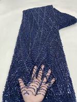 Tissu en dentelle brodée de perles et de paillettes, tissu en maille brodé, tissu extensible résistant aux plis pour robes de mariée et tenues de cérémonie