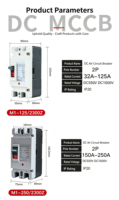 Interruttore Automatico DC MCCB Fotovoltaico Solare 1P 2P, Interruttore Aria 100A 125A 160A 200A 250A, MCCB DC 550V 1P DC 250A
