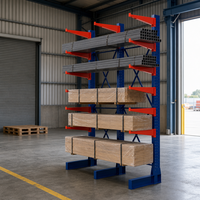 Étagère cantilever murale multi-niveaux en acier robuste double face pour stockage de matériaux longs, résistante à la corrosion et imperméable