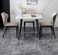 Table à manger moderne carrée en pierre frittée brillante avec chaises, table de réception et de réunion décontractée, mobilier d'intérieur pour petit appartement