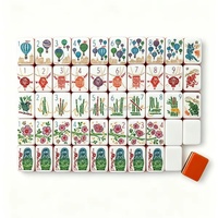 Tuiles de Mahjong en Acrylique Rouge Orange à 7 Couches, Ensemble de Mahjong Américain, Tuiles de Mahjong Gravées en Bambou, Cadeau de Luxe Personnalisé OEM pour les Fêtes