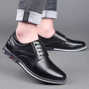 Chaussures en cuir PU pour hommes, plates, à lacets, confortables, décontractées, style britannique, chaussures de ville pour hommes, Zapatos De Cuero Para Hombre - Product Image 4