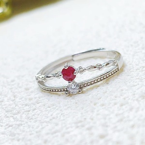 Gioielli Minimalisti da Donna, Anello in Argento 925 <span class=keywords><strong>con</strong></span> <span class=keywords><strong>Rubino</strong></span> Naturale, Stile per Uso Quotidiano - Product Image 1