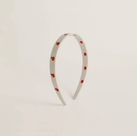 Bandeau pour cheveux rouge pomme avec une touche féminine unique. Barrettes à cheveux en feuille d'acétate faites à la main pour une coiffure légère et fraîche.