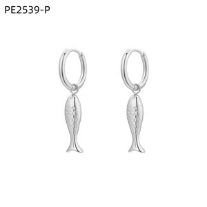 Pendientes con forma de pez Amy Amy, chapados en plata, aleación de zinc, regalo de joyería de moda para mujer - Product Image 1