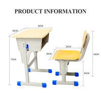 Ensemble de bureau et chaise d'école moderne pour enfants avec structure en métal et plateau en MDF - Mobilier d'étude pour salle de classe