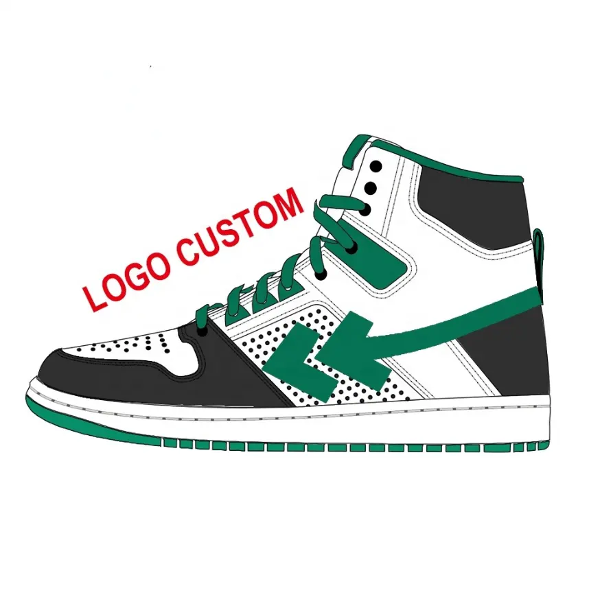 OEM Custom Logo Brand Sneakers High Quality Genuine Leather Personalized Customized High Top Men Basketball Shoes