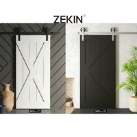 Porte de grange résidentielle en bois avec dalle de verre coulissante Portes de grange intérieures en bois massif avec double cloison en bois