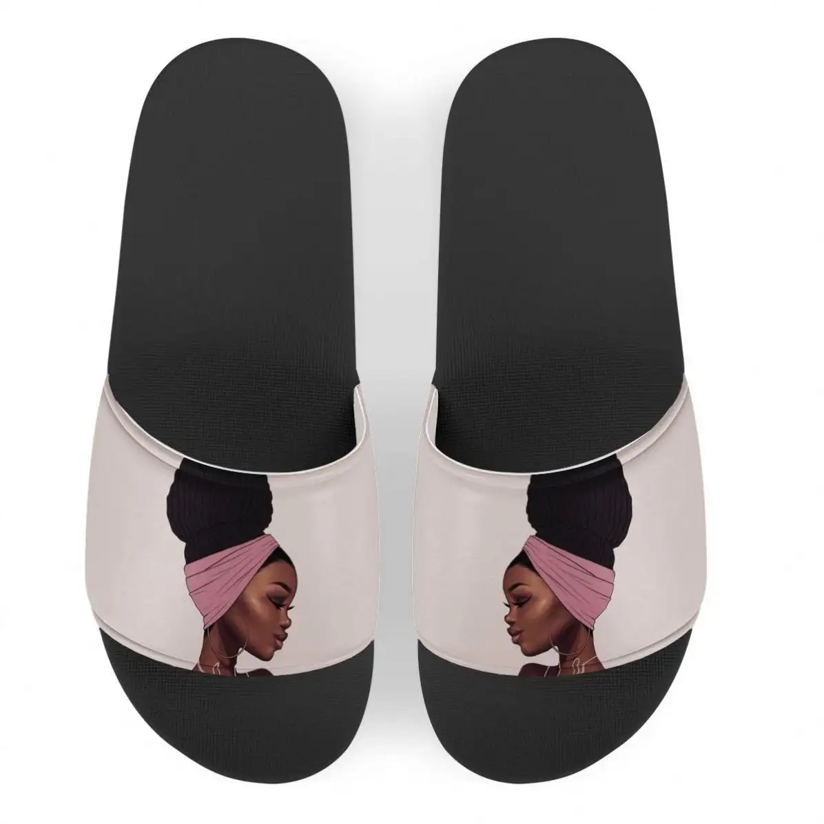 POD Schönheit Afrikanische Mädchen Muster Bequem Große Größe Indoor Hausschuhe Für Damen Pool Rutsche Sandalen Plattform Schuhe Hausschuhe
