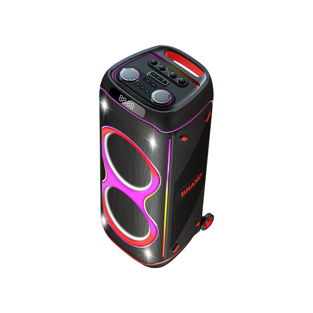 Portable Wireless Speaker Trolley Sound Box with RGB Lights High Power Party Box 160 Speaker with 2pcs Wireless Mic