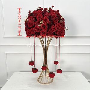 Boule de fleurs artificielles en soie réaliste populaire, centre de table fait main au design moderne pour mariage et décoration intérieure - Product Image 2