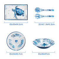 Bol en mélamine de 6 pouces, motif bleu corail, résistant aux chocs, pour restaurants, hôtels, traiteurs, OEM, ODM, vente en gros, bol à soupe en mélamine