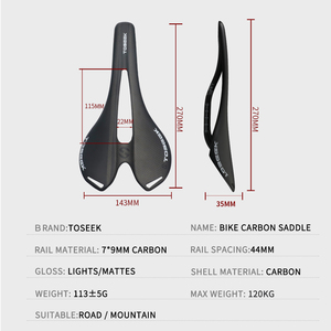 <span class=keywords><strong>Selle</strong></span> <span class=keywords><strong>de</strong></span> vélo TOSEEK en carbone légère, souple et simple, <span class=keywords><strong>selle</strong></span> <span class=keywords><strong>de</strong></span> vélo <span class=keywords><strong>de</strong></span> route <span class=keywords><strong>VTT</strong></span> <span class=keywords><strong>confortable</strong></span> en fibre <span class=keywords><strong>de</strong></span> carbone avec ventilation - Product Image 2