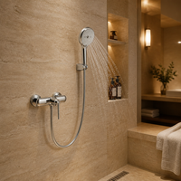 Robinet de douche mural moderne réglable en hauteur en laiton avec barre coulissante, 1 poignée, finition brossée, effet pluie et cascade, pour appartement et hôtel