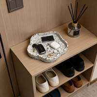 Plateau de rangement décoratif en résine terrazzo, forme de fleur irrégulière, à un seul niveau, pour salle de bain, cuisine, bijoux, cosmétiques, clés et parfums