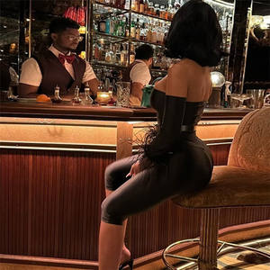 ZHEZHE Feather 2026 Tendencia de Primavera Mono Elegante de Mujer con Cuello Asimétrico, Elástico, Estilo Urbano, Ajustado - Product Image 2