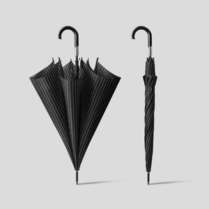 Cheap Price Stripe Straight Umbrella Custom Printing Promotional Business logo Golf Umbrella for Adults J Handle Rain Umbrella