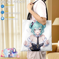 Sac fourre-tout premium avec poignée noire, imprimé graphique anime personnalisé, sac de shopping en toile robuste, pochette à impression haute définition