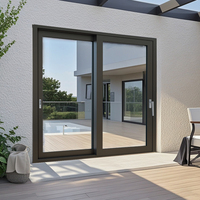 Système de porte coulissante en aluminium à quatre panneaux moderne, double vitrage trempé, isolation phonique, cloison extérieure de villa pour jardin
