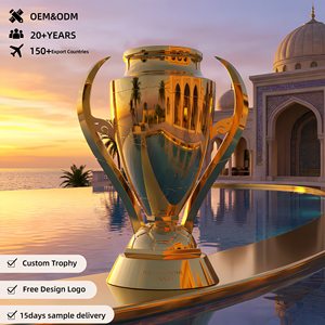 Trofeo di Calcio in Metallo Placcato Oro Personalizzato con Logo Inciso, Campione di Lusso, Consegna Rapida in 15 Giorni, Premio per Vincitori OEM - Product Image 1