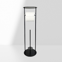 Porte-rouleau de papier toilette et essuie-tout en acier durable pour salle de bain d'hôtel, design moderne, sur pied, plusieurs options de finition, sans perçage