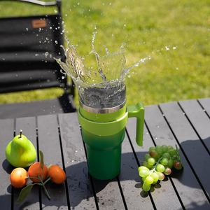 Gobelet isotherme de 40 oz avec poignée, couvercle et paille, en acier inoxydable, pour le voyage et le café - Product Image 5