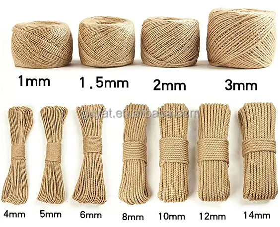 2 3 4 mm * 2ply/3 kat doğal renk bükülmüş jüt halat hediye ambalaj için açık bahçe ve DIY