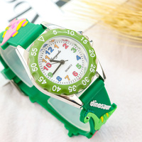 Montre numérique mignonne dinosaure pour enfants - Montre élégante pour apprendre l'heure, bracelet en silicone, affichage à aiguilles 10 mm pour garçons et filles de 3 à 9 ans